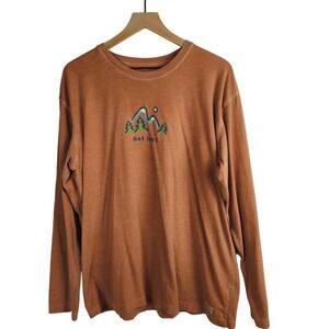 Life Is Good Get Lost Long Sleeve‎ Tee Men's L Rust Brown T-Shirt